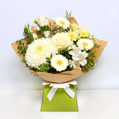 This White Giftbox is a great way to show your appreciation! BloomLocal has tremendous flowers available for next day delivery throughout the UK. This bouquet will be handtied by an expert florist and shipped overnight in secure packaging ___________________ Please note: we are unable to provide our next day service to Northern Ireland, the Highlands and Islands of Scotland or any offshore locations